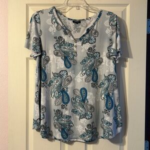 Tralilbee Blue Paisley Blouse 3X